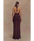Meshki Reece Halter Knit Maxi Dress Chocolate - 8 / Brown - Dresses