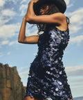 Meshki Romilly Sequin Metallic Mini in Midnight Navy - 6 / Blue - Dresses