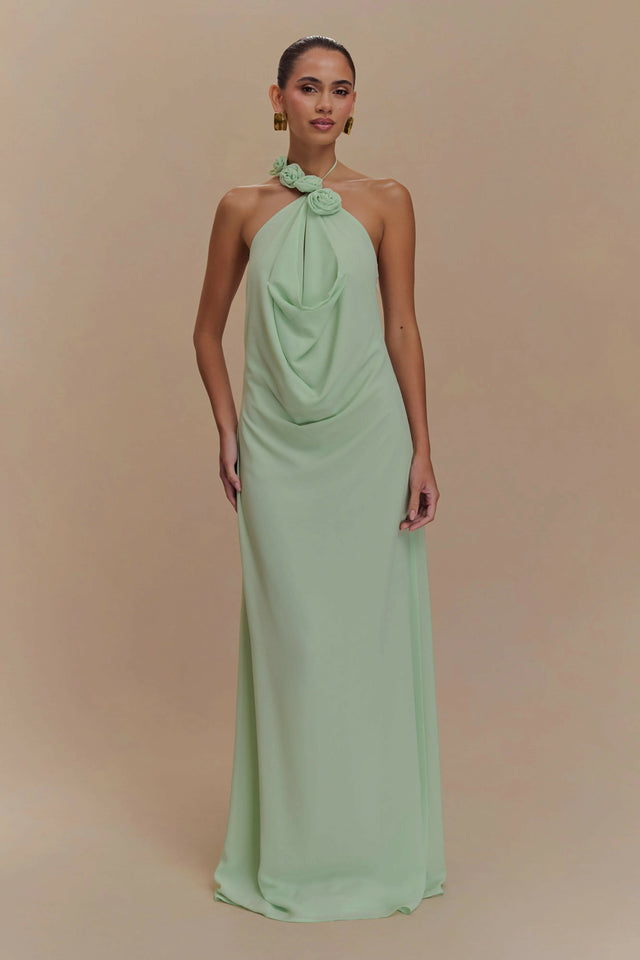 MESHKI Rosalia Cowl Neck Maxi - 8 / Green - Dresses