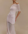 Meshki Slinky & Mesh Off-Shoulder Maxi - 6 / Pink - Dresses