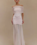 Meshki Slinky & Mesh Off-Shoulder Maxi - 6 / Pink - Dresses