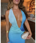 Meshki Stella Draped Dress - 6 / Ombre Blue - Dresses