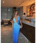 Meshki Stella Draped Dress - 6 / Ombre Blue - Dresses
