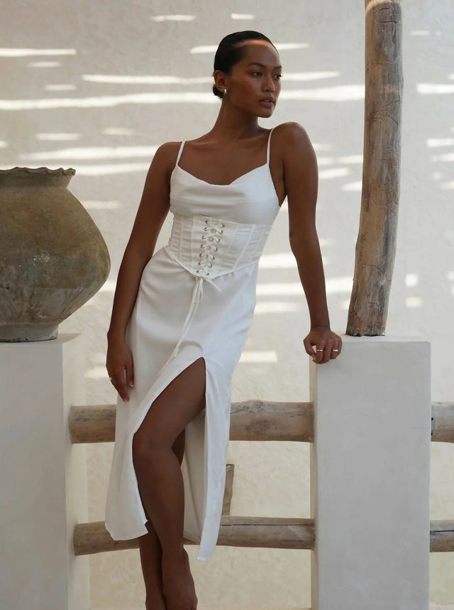 Meshki - Meshki White Midi Dress With Corset