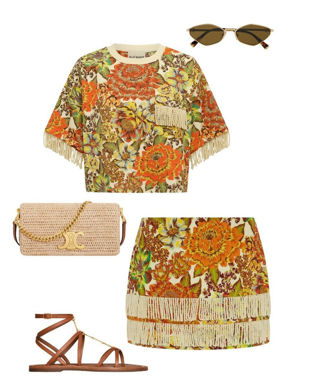 Alemais Lana Cropped Tee and Mini Skirt