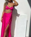 Michael Lo Sordo Luna Crystalline Midi Dress - 8 / Pink - Dresses
