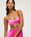 Michael Lo Sordo Luna Crystalline Midi Dress - 8 / Pink - Dresses