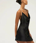 Michael Lo Sordo Nicole Drape Bias Mini Dress Black - 6 / Black - Dresses