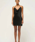 Michael Lo Sordo Nicole Drape Bias Mini Dress Black - 6 / Black - Dresses
