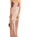 Michelle Mason Velvet Devoré Gown in Antique Rose - 10 / Pink - Dresses