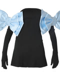 Miscreants Black Scuba Dress With Gloves & Blue Bows Black Multi / Size 8 - 8 / Black - Dresses