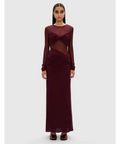 Misha Abelia Mesh Maxi Dress In Berry Size 10 - 10 / Red - Dresses