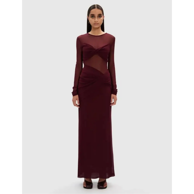 Misha Abelia Mesh Maxi Dress In Berry Size 10 - 10 / Red - Dresses