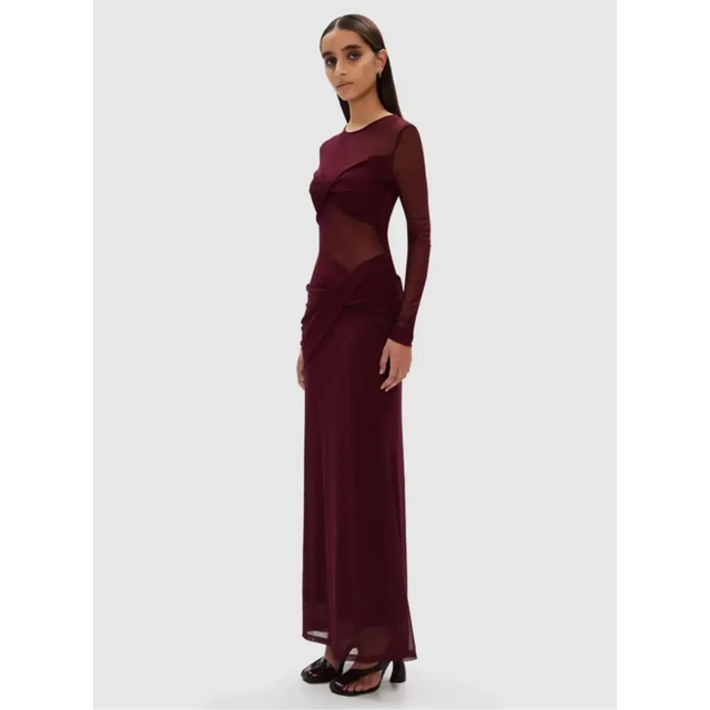 Misha Abelia Mesh Maxi Dress In Berry Size 10 - 10 / Red - Dresses