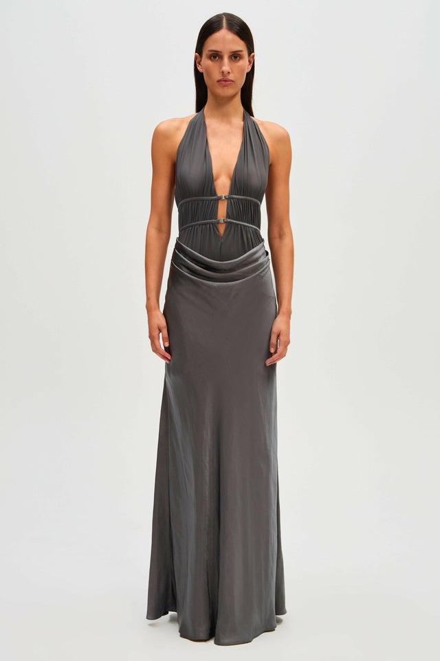 Misha Celine Maxi Pewter - 8 / Grey - Dresses