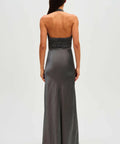 Misha Celine Maxi Satin Dress Pewter Size 10 - 10 / Gray - Dresses