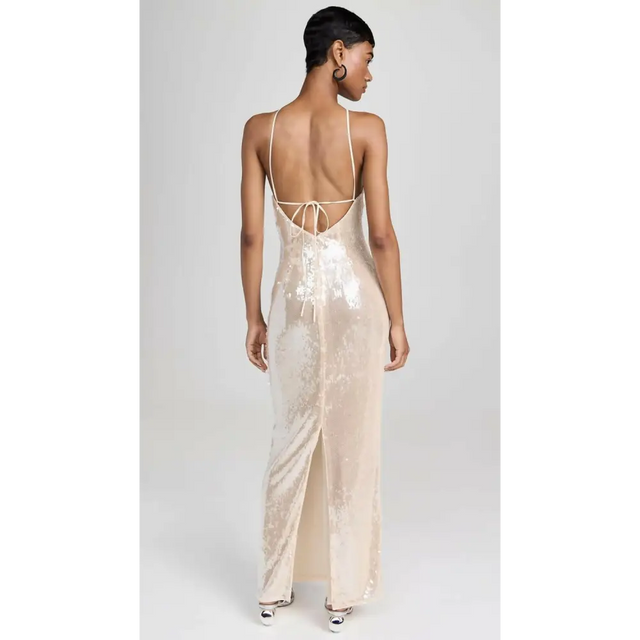 Misha Collection Allegra Sequin Maxi Dress Champagne Size 8 - 8 / Pink - Dresses