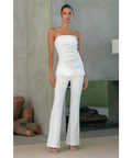 Misha Collection ‘Bronte’ Bonded Crepe Ivory Jumpsuit - S / White - Dresses