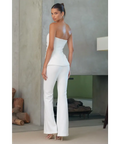 Misha Collection ‘Bronte’ Bonded Crepe Ivory Jumpsuit - S / White - Dresses