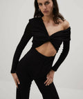 Misha Collection Gyda Slinky Jersey Jumpsuit in Black - 6 / Black - Jumpsuits