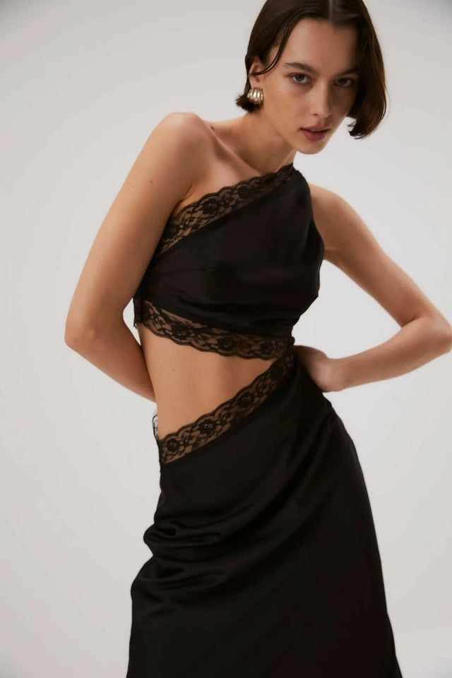 Misha Collection Jillian Silk Maxi Dress in Black - Dresses