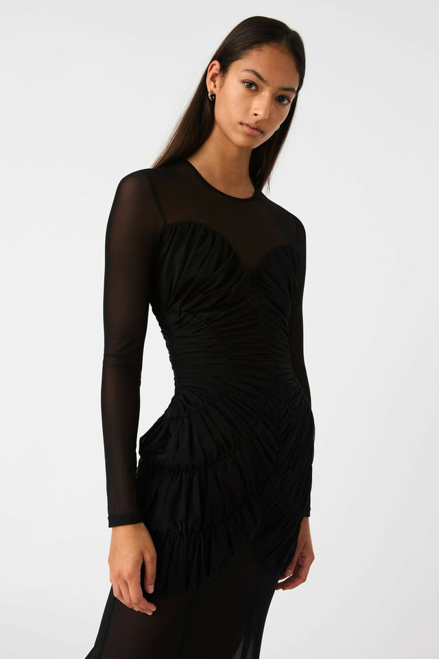 Misha Collection Talitha Fine Mesh Maxi Dress - 8 / Black - Dresses