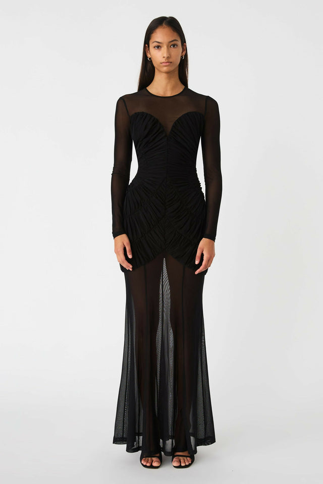 Misha Collection Talitha Fine Mesh Maxi Dress - 8 / Black - Dresses