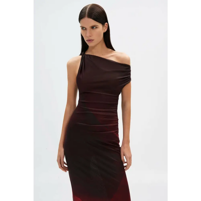 Misha Collection The Nyra Mesh Gown Venus Print Size AU 6 - 6 / Red - Dresses