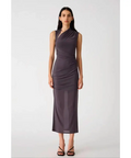 Misha Collection Tillie Mesh Midi Dress in Slate Size AU 8 - 8 / Gray - Dresses