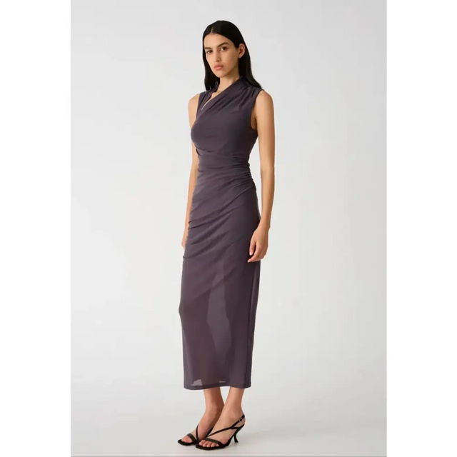 Misha Collection Tillie Mesh Midi Dress in Slate Size AU 8 - 8 / Gray - Dresses