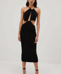 Misha Collection Zeke Slinky Jersey Midi Dress - 8 / Black - Dresses