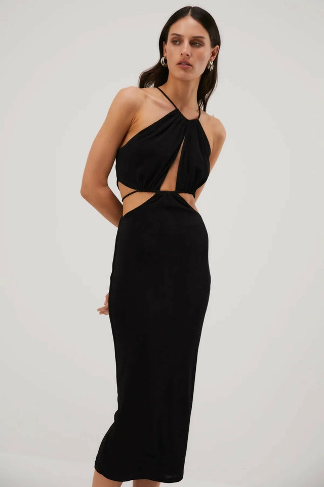 Misha Collection Zeke Slinky Jersey Midi Dress - 8 / Black - Dresses