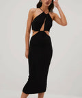 Misha Collection Zeke Slinky Jersey Midi Dress - 8 / Black - Dresses