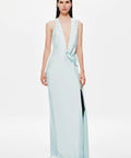 Misha Harlow Satin Maxi Dress Ice Blue - Dresses