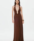 MISHA ‘Jennifer’ Cupro Dress - 8 / Brown - Dresses