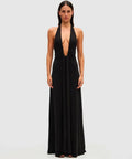 MISHA Jennifer Cupro Maxi Dress - 6 / Black - Dresses