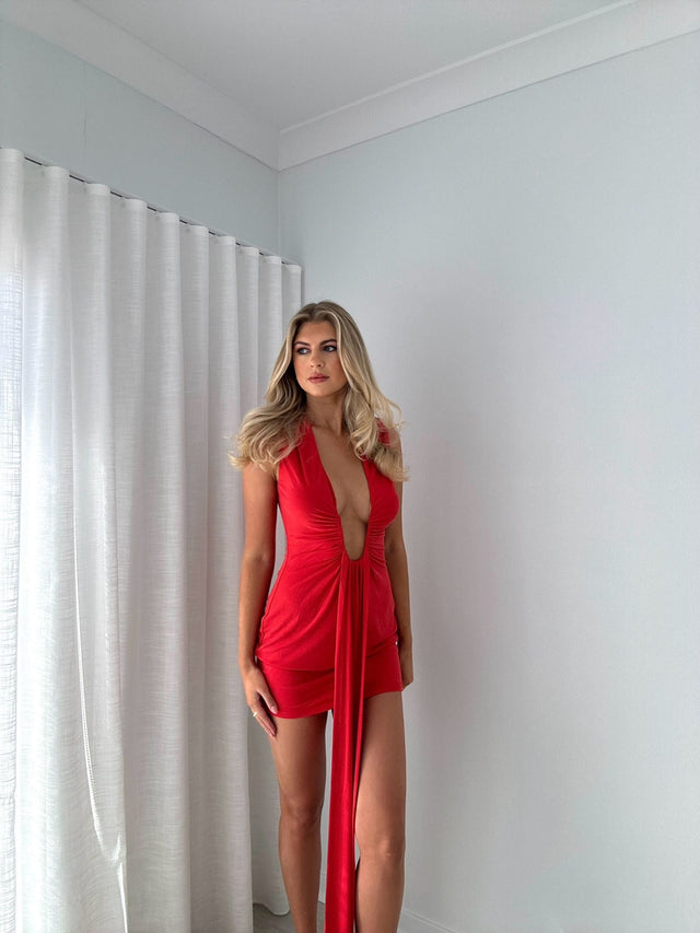 Misha Jennifer Cupro Mini Dress - 8 / Red - Dresses