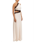 Misha Jillian Satin Maxi Dress in Pink Champagne/Black Size 8 - 8 / White - Dresses