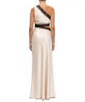 Misha Jillian Satin Maxi Dress in Pink Champagne/Black Size 8 - 8 / White - Dresses
