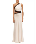 Misha Jillian Satin Maxi Dress in Pink Champagne/Black Size 8 - 8 / White - Dresses