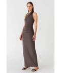 Misha Krystal Matte Slinky Midi Dress Cloud Grey Size 10 - 10 / Brown - Dresses