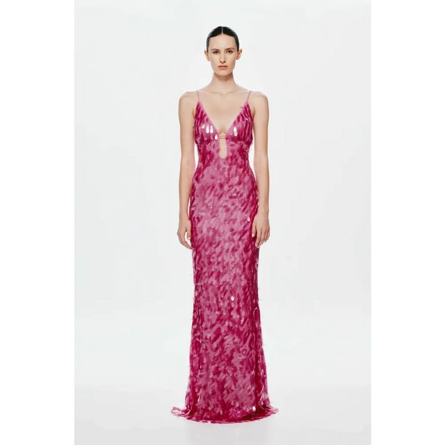 MISHA Sapphire Sequin Maxi Dress Fuchsia - 8 / Pink - Dresses