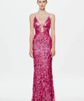 Misha Sapphire Sequin Maxi Dress Fuchsia Pink Size XXS / AU 4 - 4 / Pink - Dresses