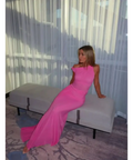 Misha Sisal Mesh Dress - 8 / Pink - Dresses