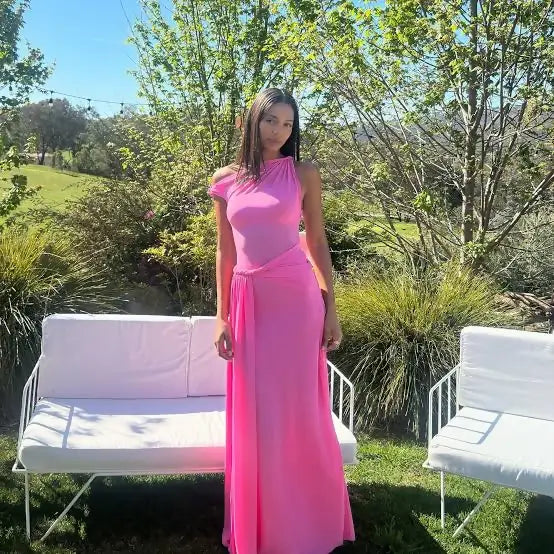 Misha Sisal Mesh Dress - 8 / Pink - Dresses