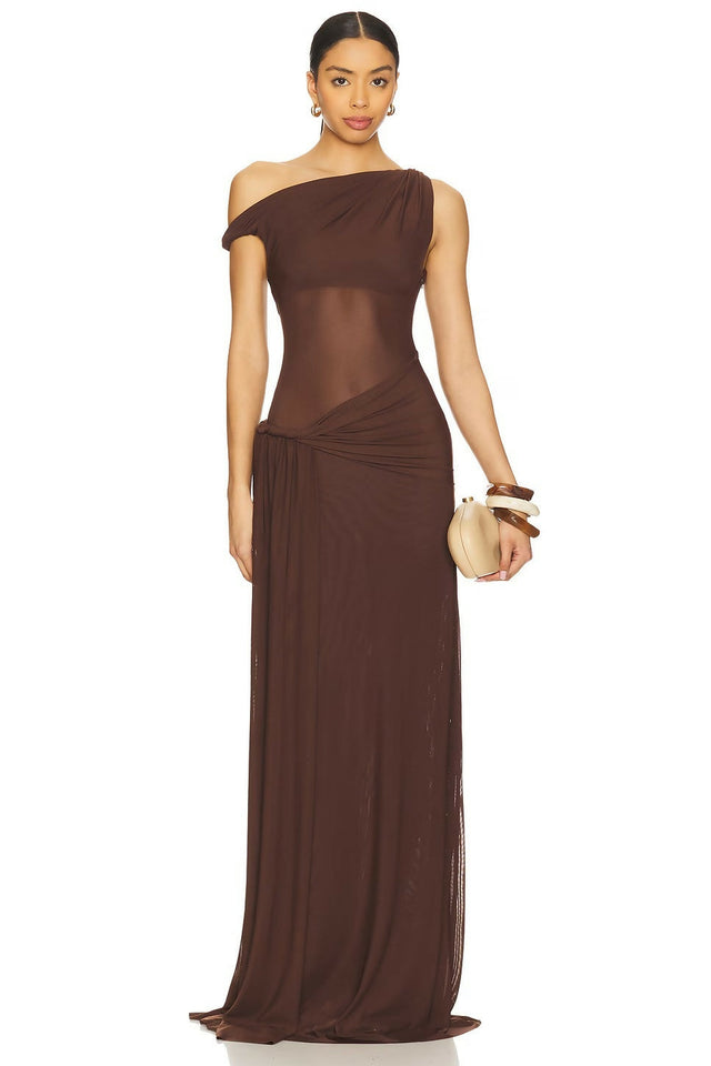 Misha Sisal Mesh Dress in Espresso - Dresses