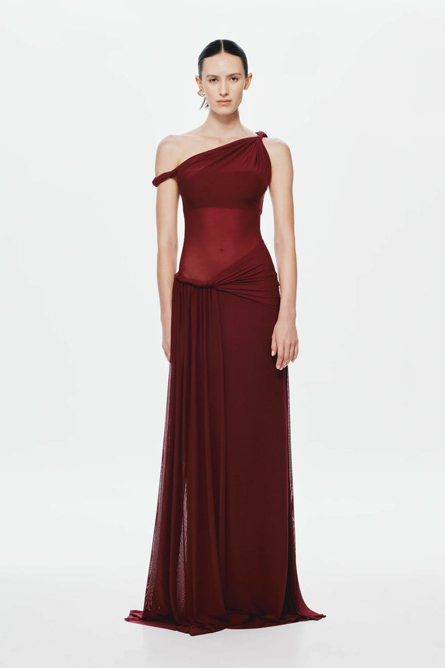 Misha Sisal Mesh Dress in Port - 8 / Red - Dresses
