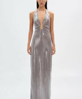 MISHA The Alusia Sequin Maxi Dress - 8 / Silver - Dresses