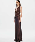 Misha The Celine Satin Maxi Dress Umber Brown Size 10 - 10 / Brown - Dresses