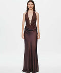 Misha The Celine Satin Maxi Dress Umber Brown Size 10 - 10 / Brown - Dresses